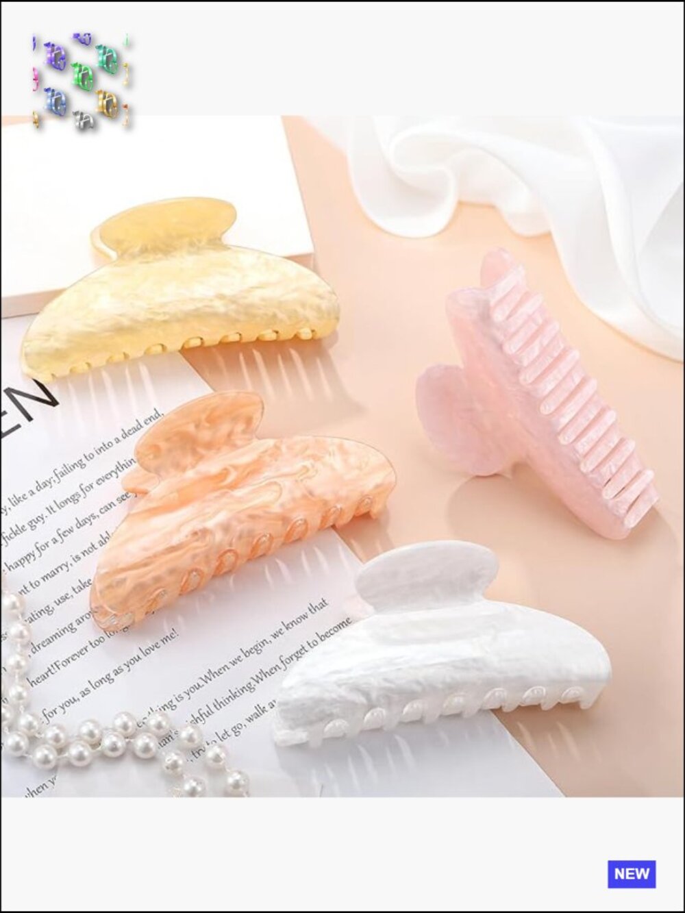 Large Acrylic Claw Clips Strong Hold Hair Barrettes for Thick Thin Hair 4 Pack